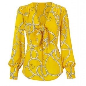 CAbi Yellow Reef Knot Nautical Blouse size small NWOT‎
